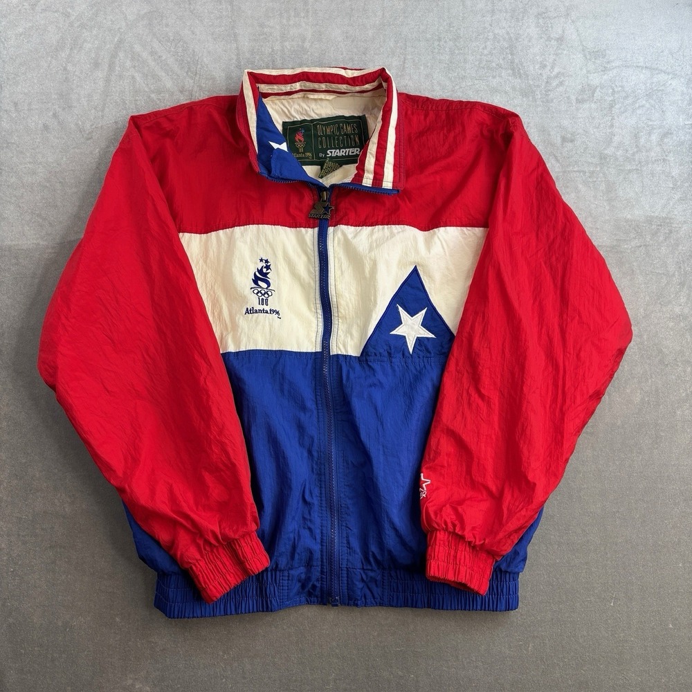 Vintage Olympic Atlanta 1996 USA Starter Windbreaker Jacket Men's Size M 90s‎